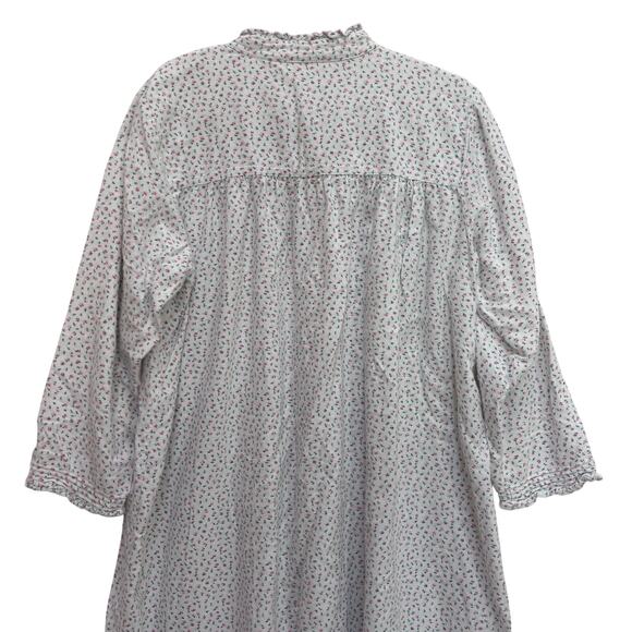 Eileen West Flannel Nightgown Size Medium Pajama Dress Long Sleeve Cottage - Picture 7 of 7